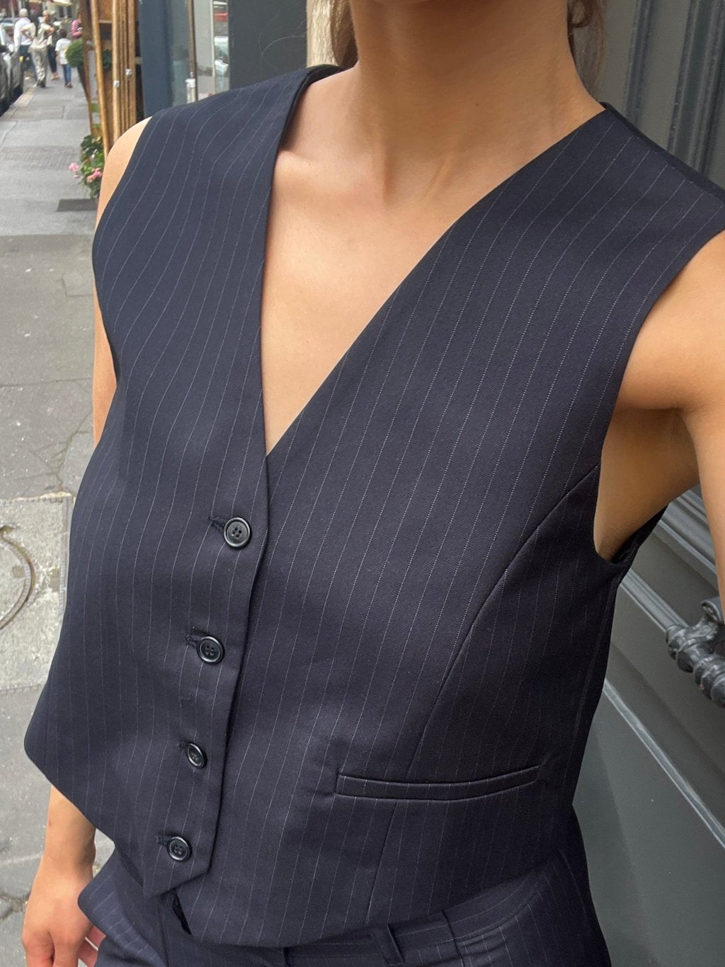 ESME PINSTRIPED VEST vests OEA ARCHIVE