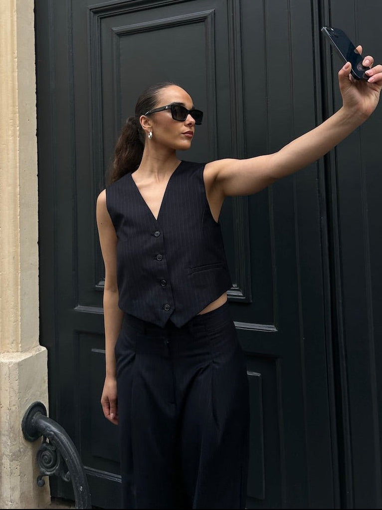 ESME PINSTRIPED VEST vests OEA ARCHIVE