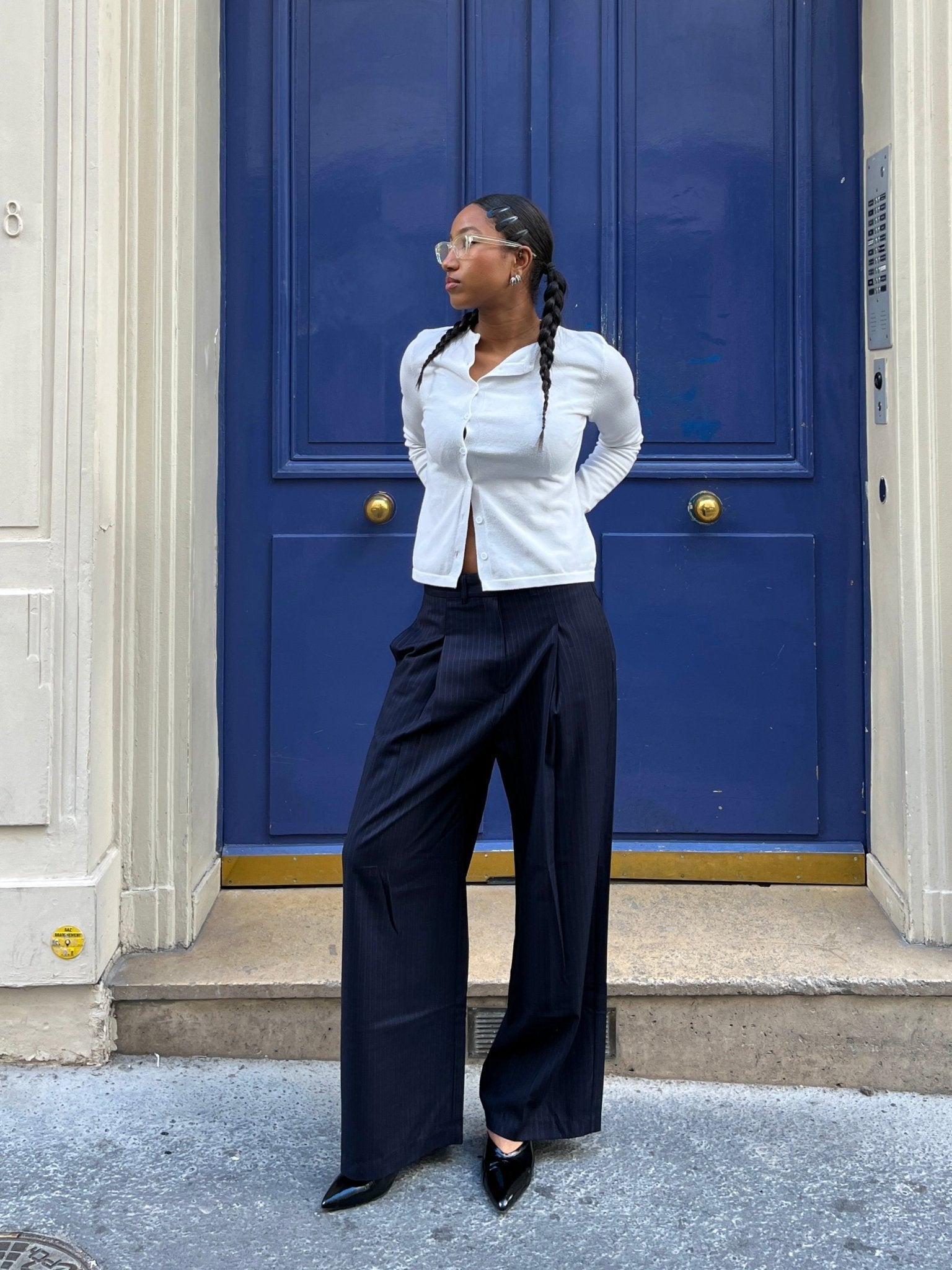 ESME PINSTRIPED WIDE PANTS Pants OEA PARIS