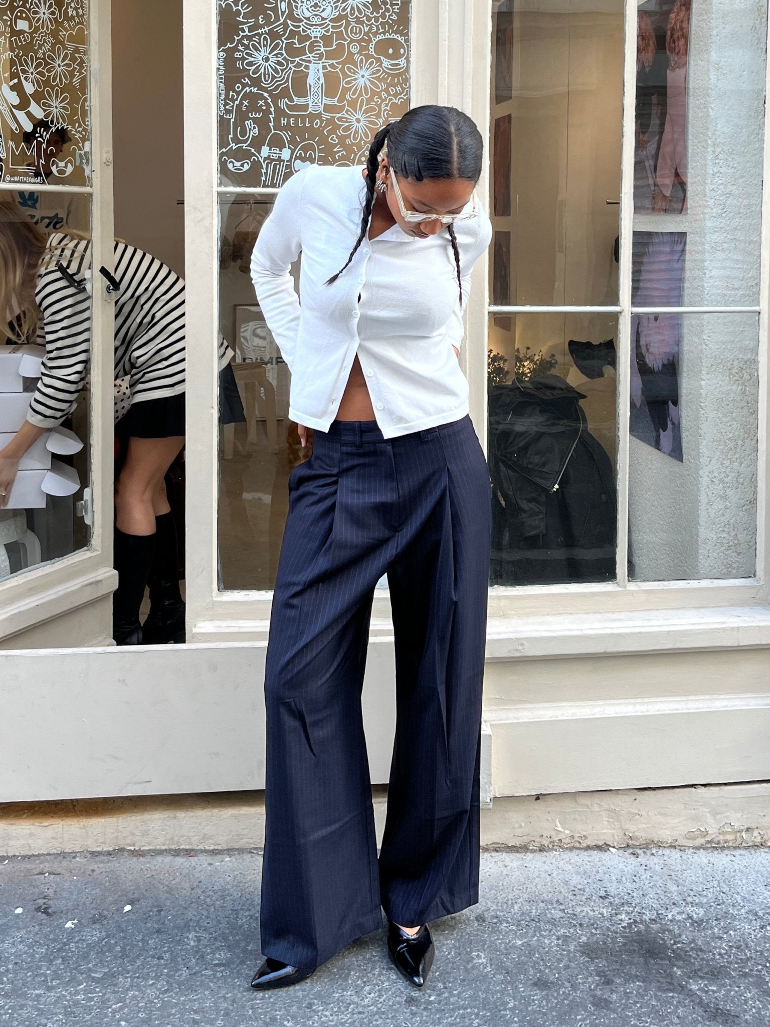 ESME PINSTRIPED WIDE PANTS Pants OEA PARIS