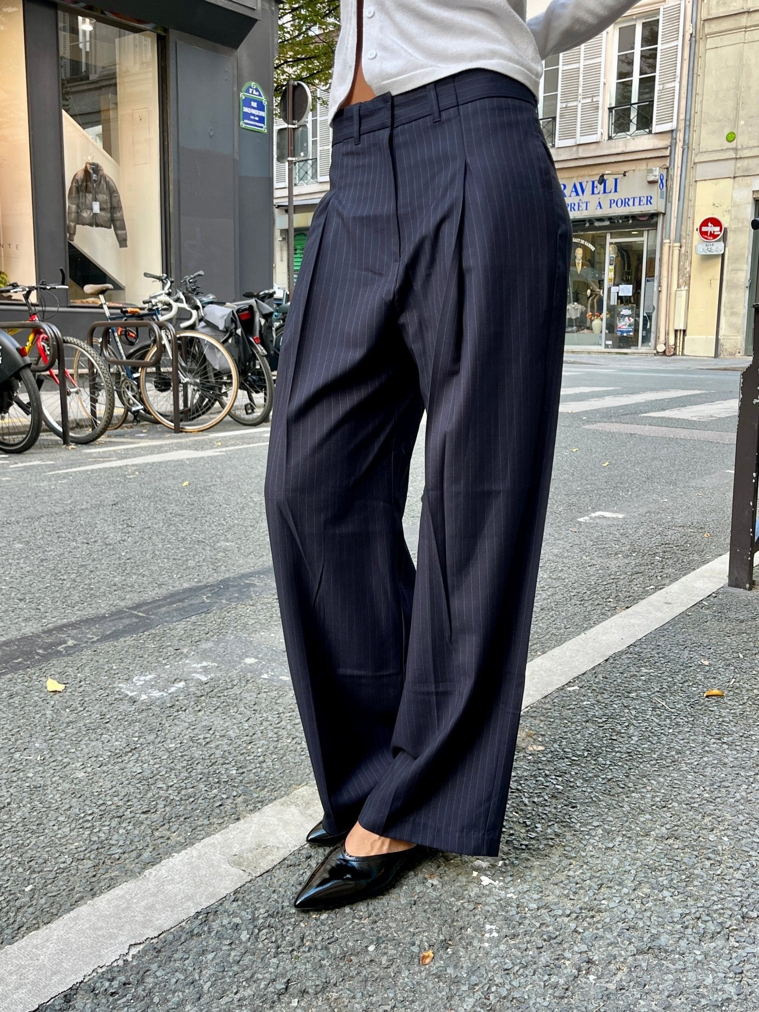 ESME PINSTRIPED WIDE PANTS Pants OEA PARIS
