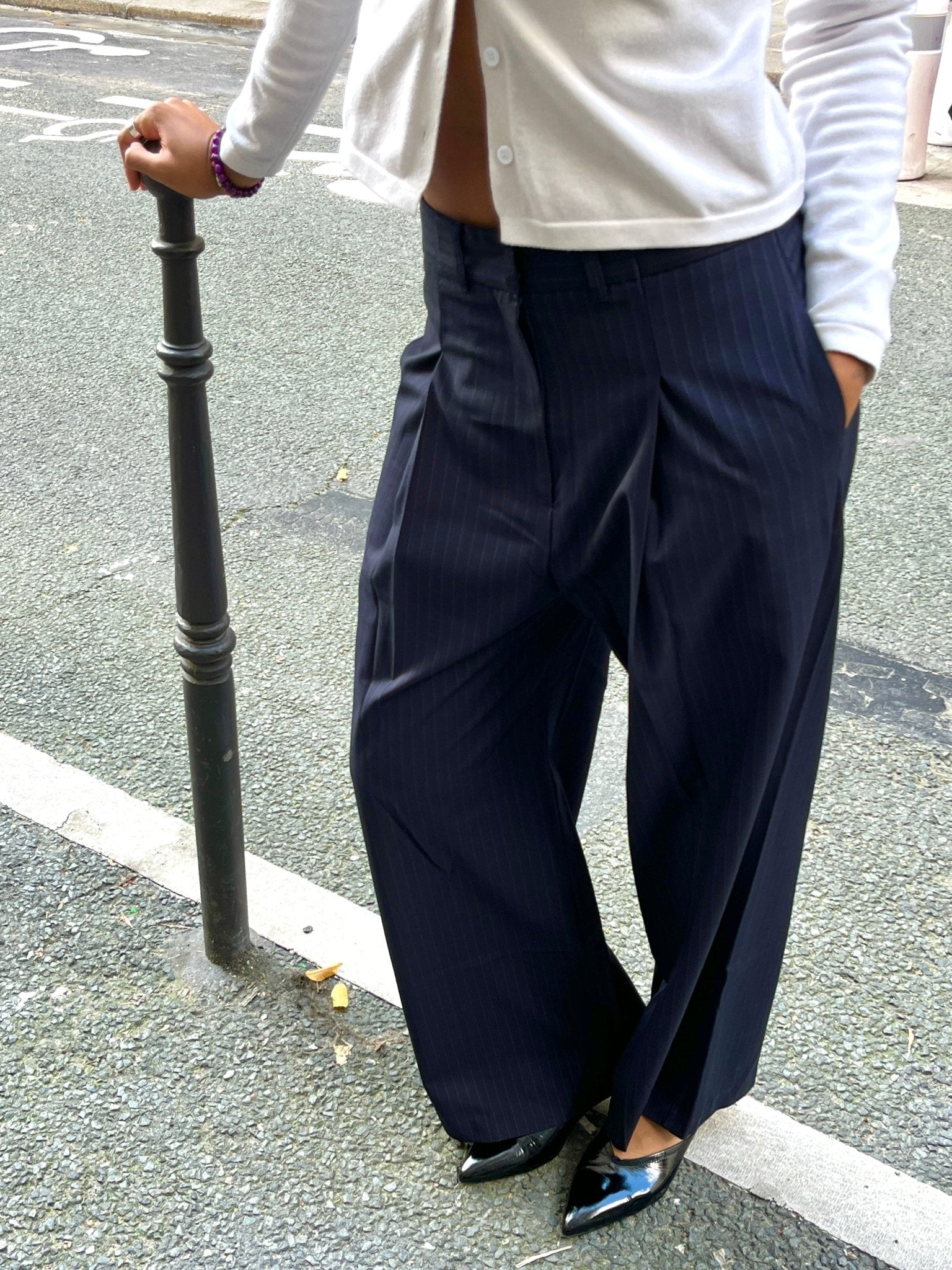 ESME PINSTRIPED WIDE PANTS Pants OEA PARIS