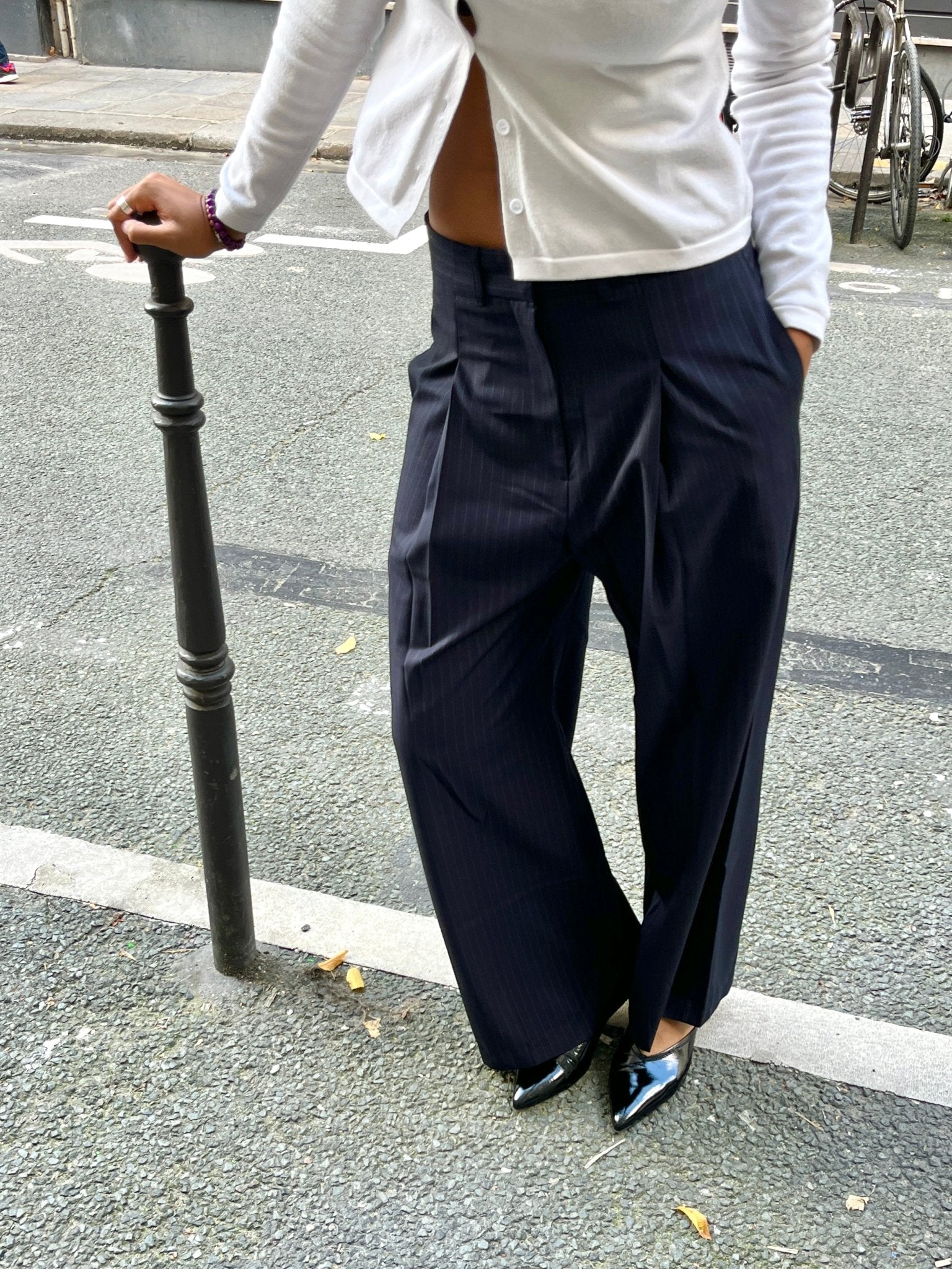 ESME PINSTRIPED WIDE PANTS Pants OEA PARIS